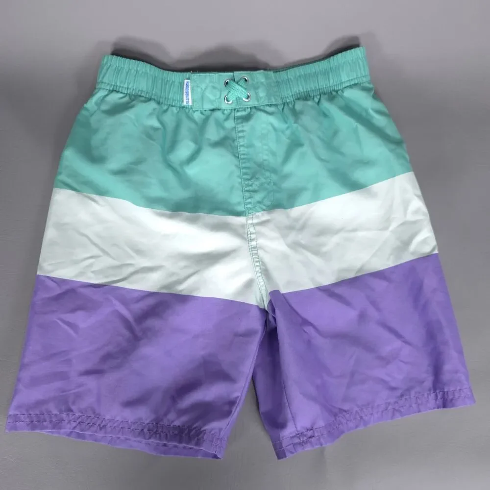 RUGGEDBUTTS Boys Swim Trunks 10 Lot 2 Quick Dry‎ Colorblock Stripe Beach Shorts